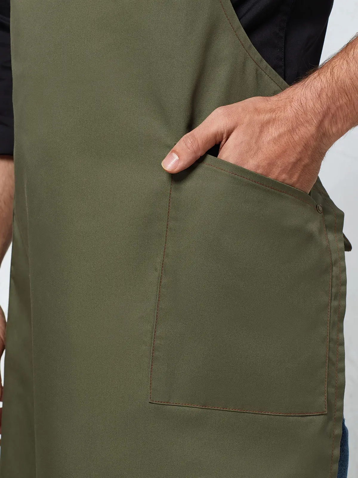 Immagine ‘Barley’ Contrast Stitch Sustainable Bib Apron
