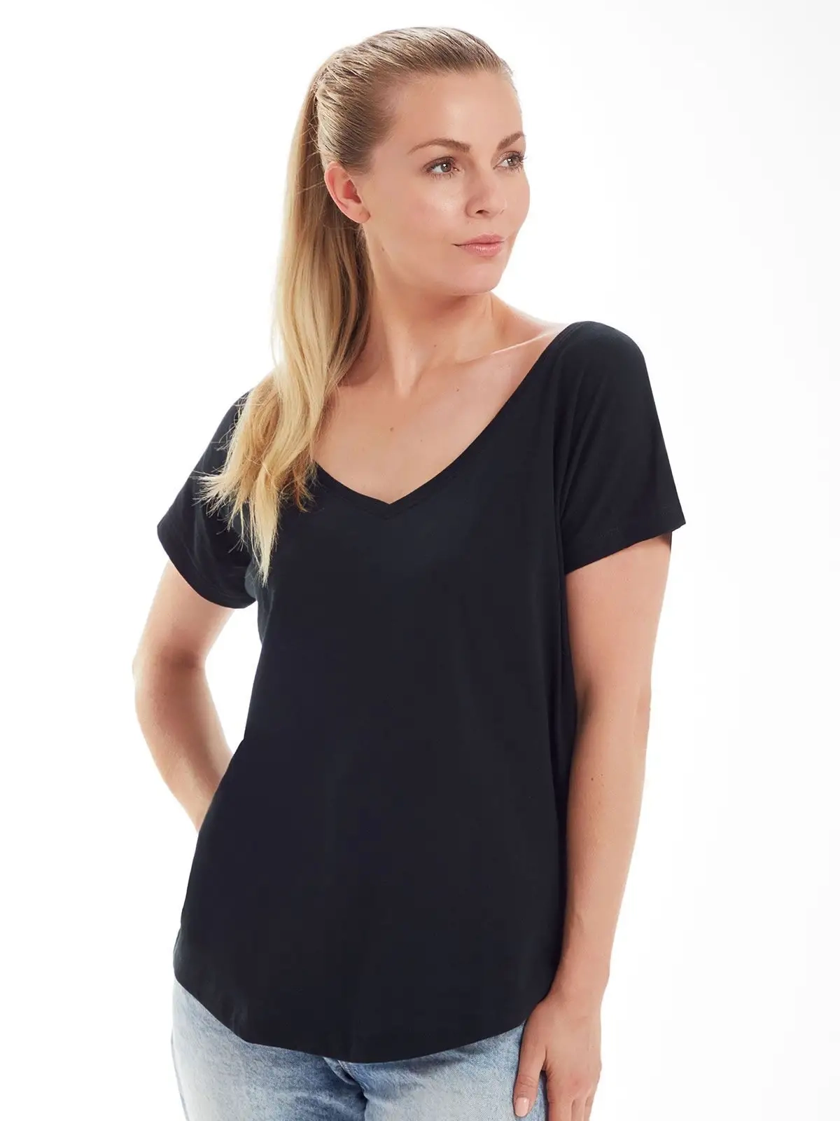 Immagine Women's Loose Fit V Neck T