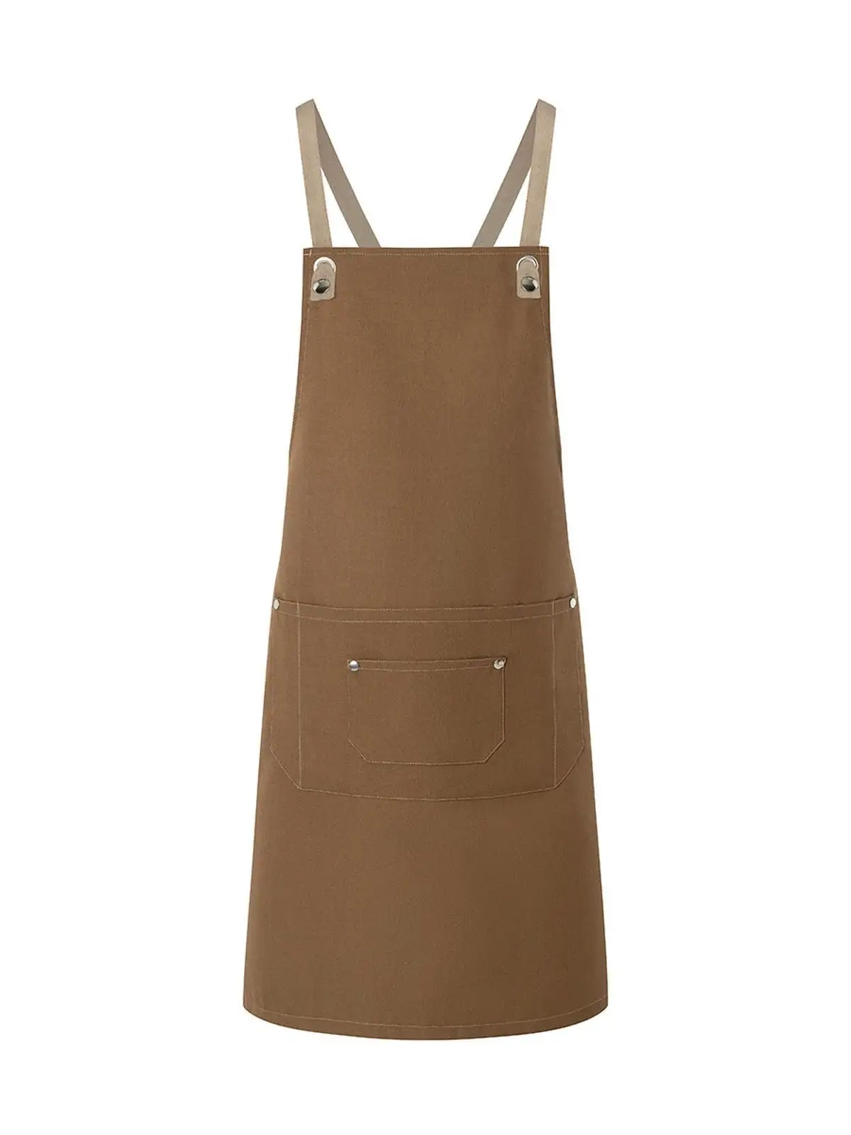 Immagine Bib Apron With Crossed Ribbons And Big Pocket