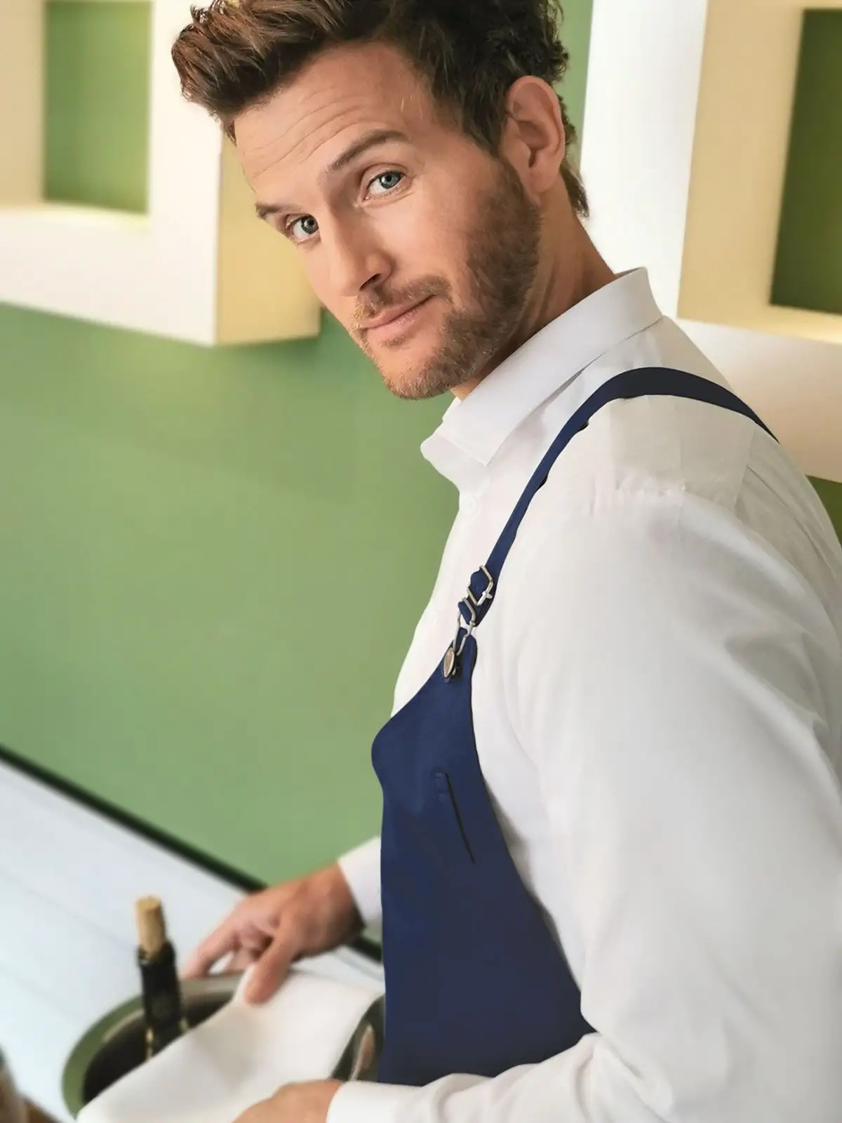 Immagine Asymmetrical Bib Apron with Pocket