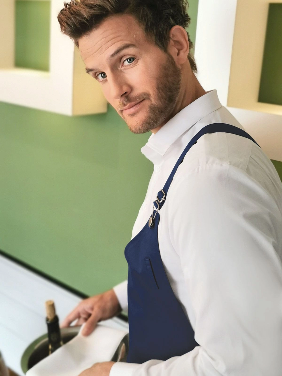 Immagine Asymmetrical Bib Apron with Pocket