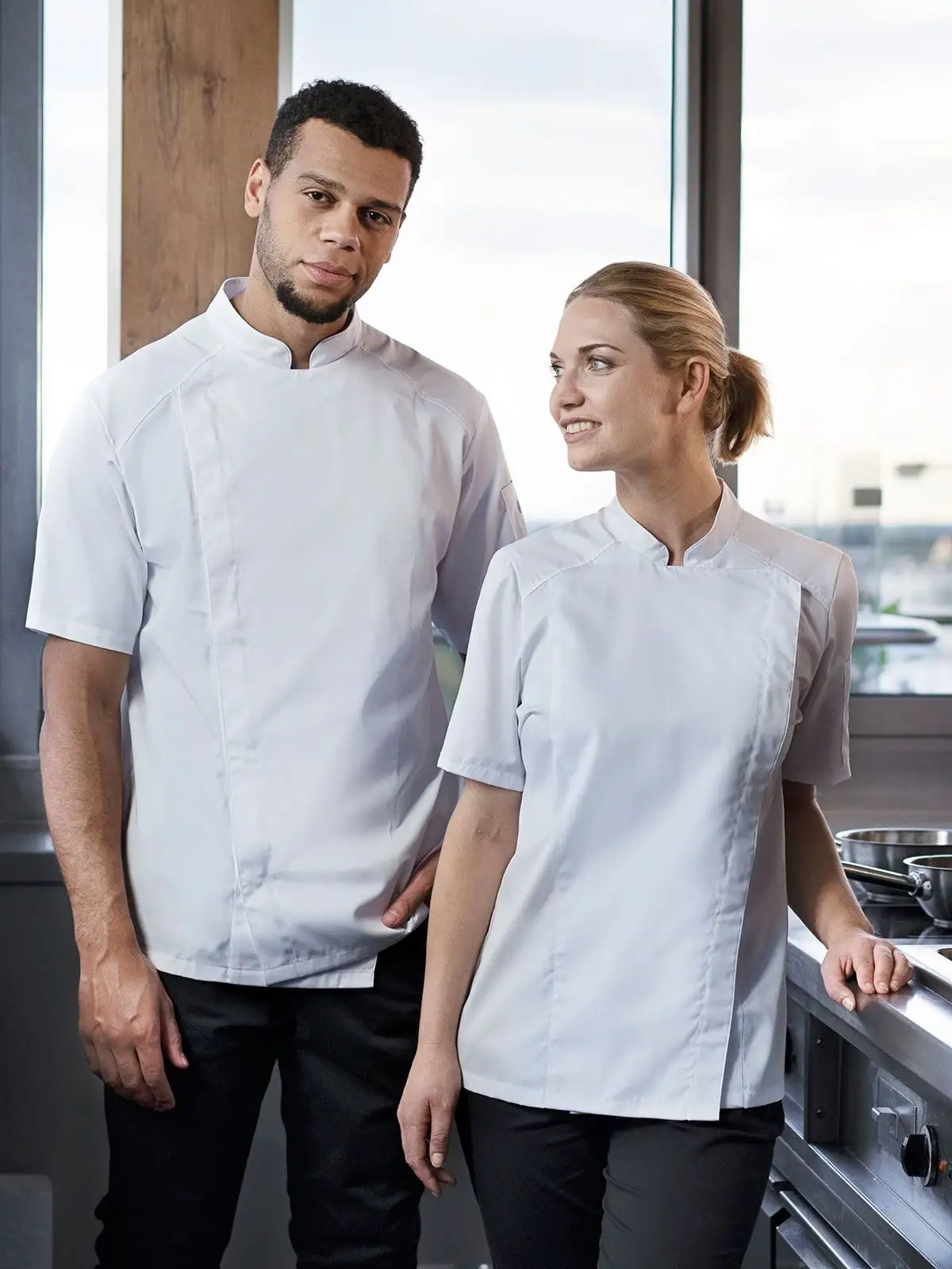 Immagine Short-Sleeve Ladies' Chef Jacket Modern-Look