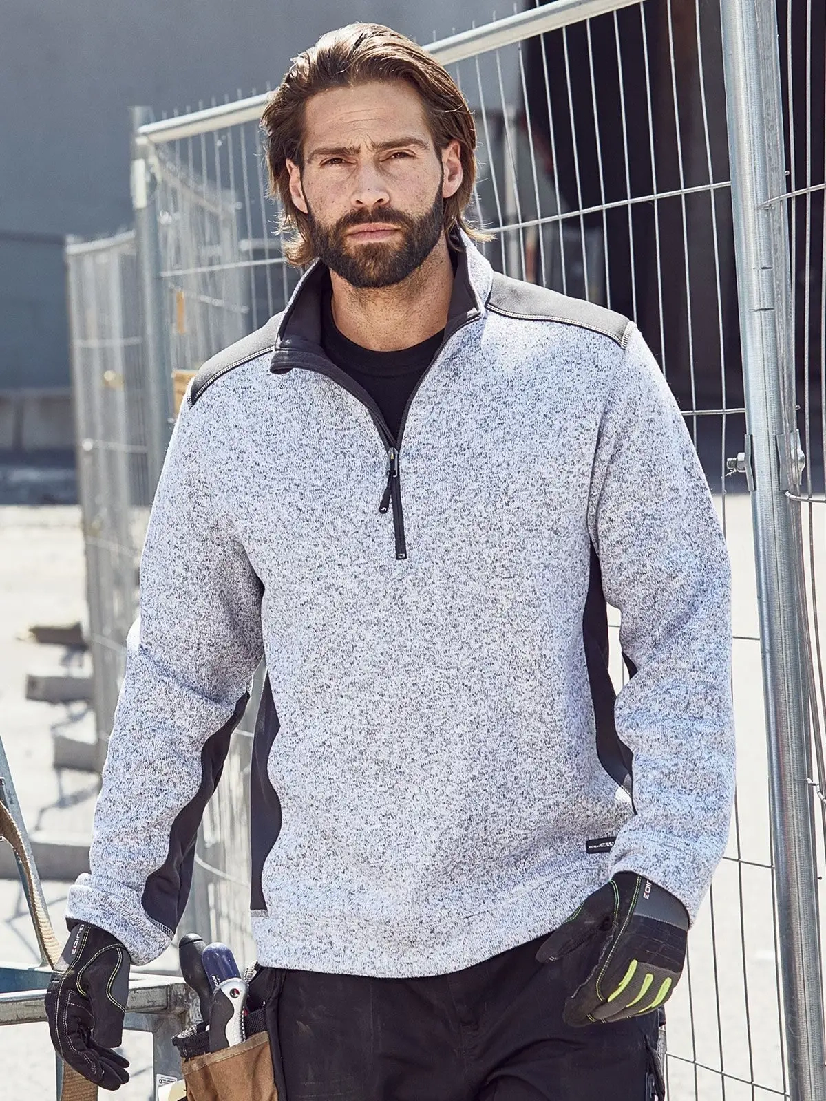 Immagine Men's Knitted Workwear Fleece Half-Zip - Strong