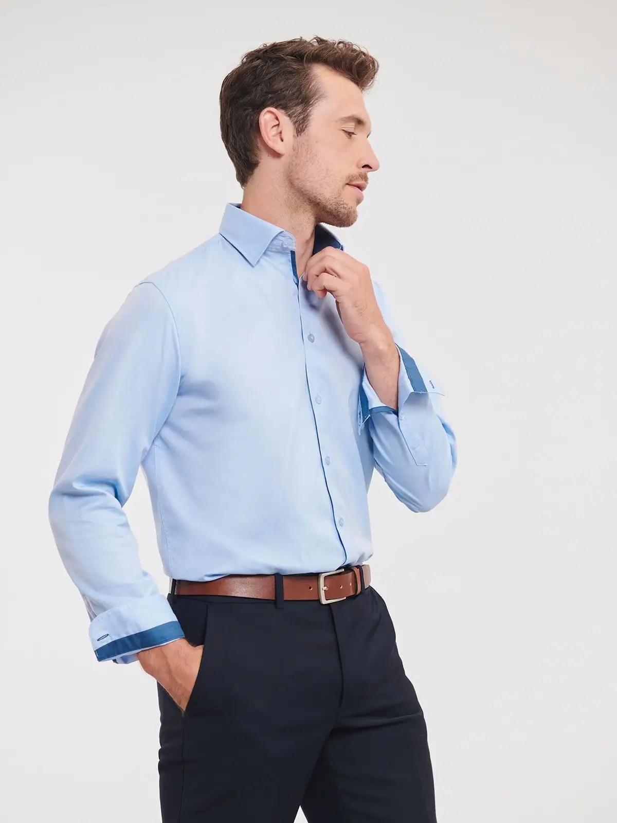 Immagine Men´s Long Sleeve Tailored Contrast Herringbone Shirt