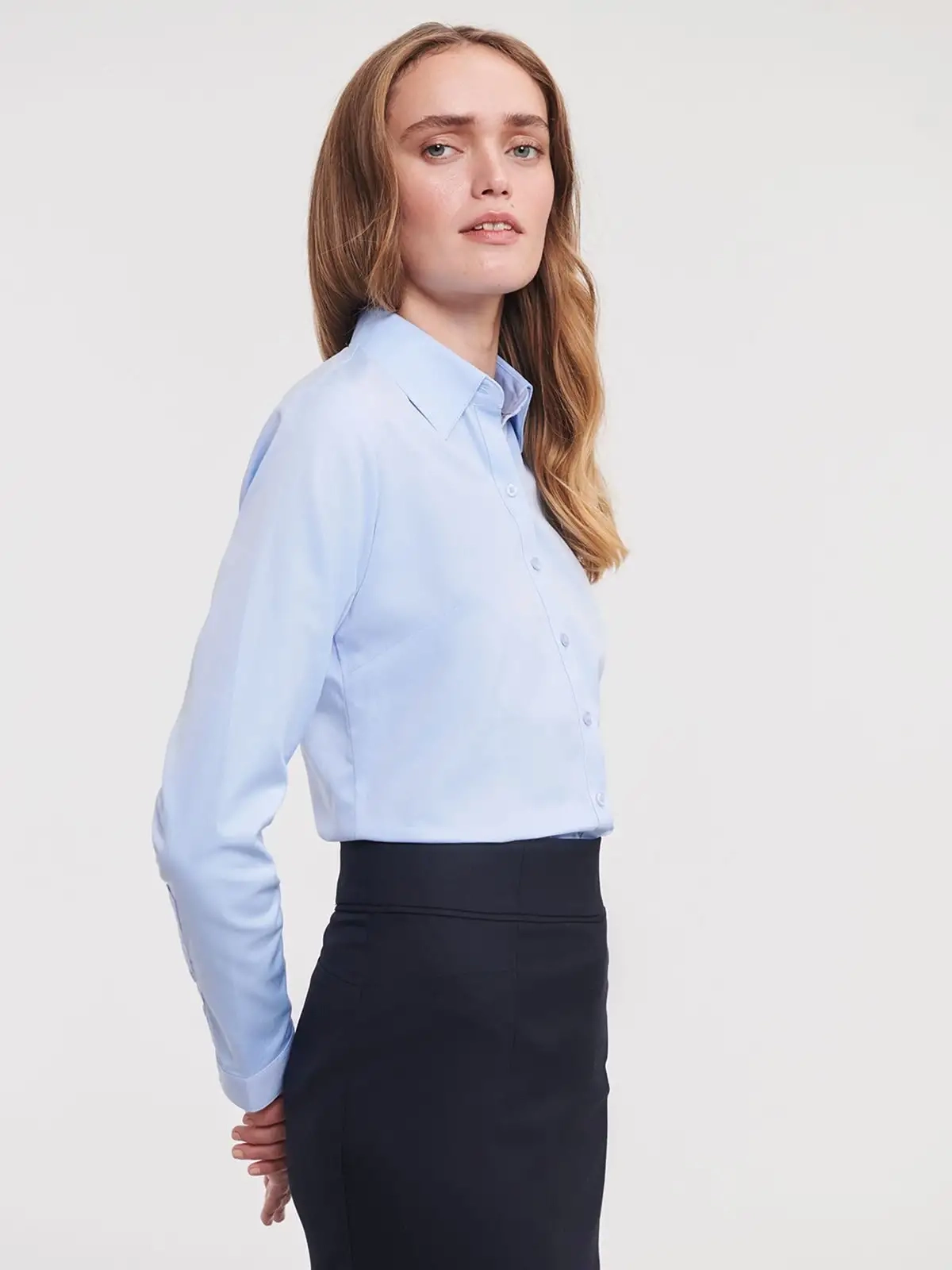 Immagine Ladies' Long Sleeve Tailored Herringbone Shirt