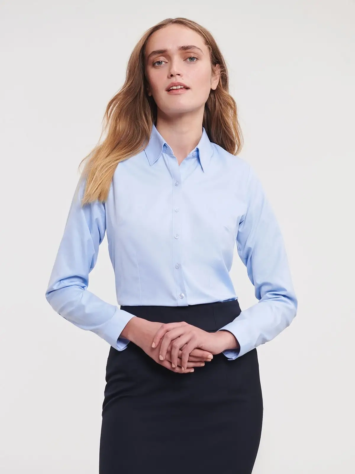Immagine Ladies' Long Sleeve Tailored Herringbone Shirt