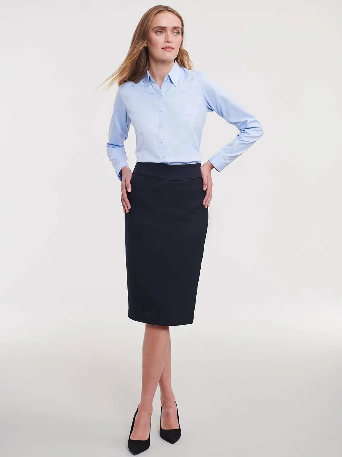 Immagine Ladies' Long Sleeve Tailored Herringbone Shirt