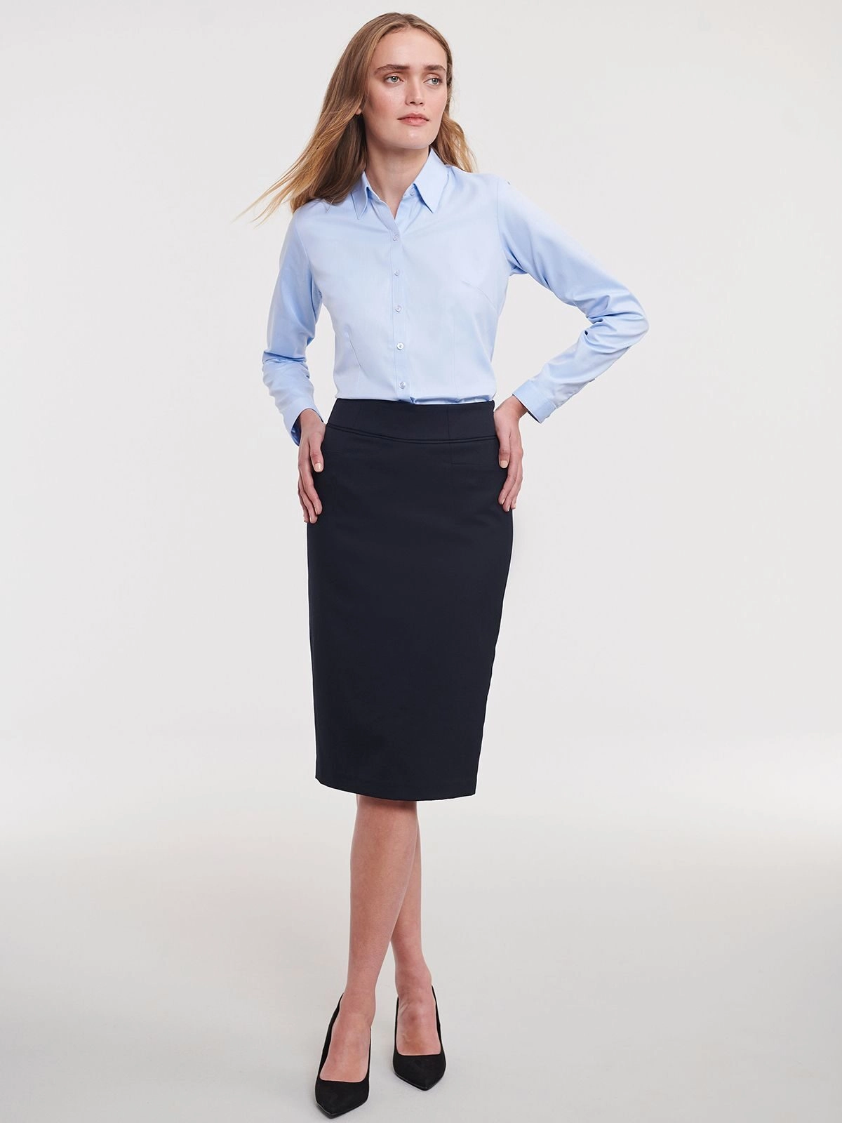 Immagine Ladies' Long Sleeve Tailored Herringbone Shirt