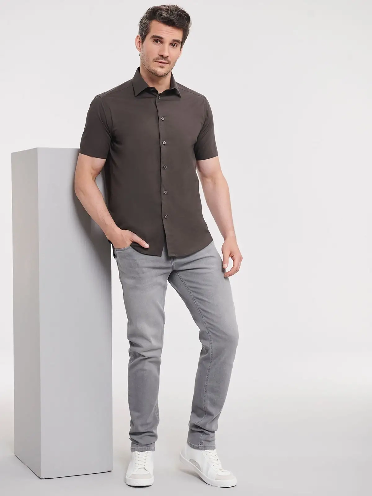 Immagine Men's Short Sleeve Easy Care Fitted Shirt