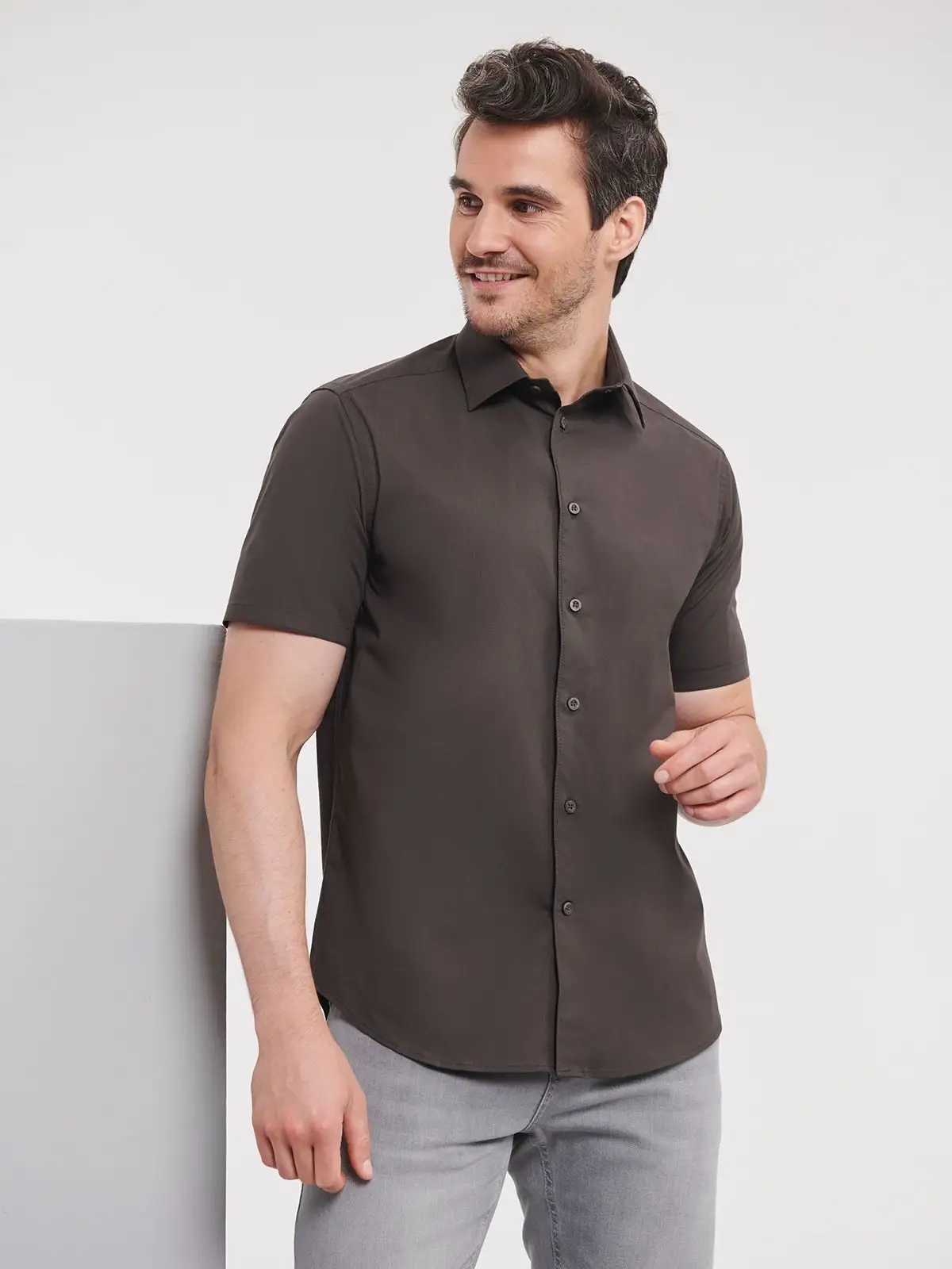 Immagine Men's Short Sleeve Easy Care Fitted Shirt