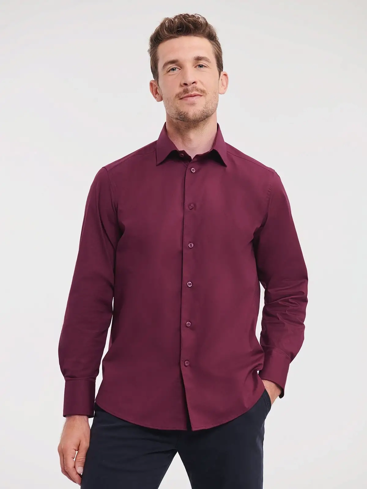 Immagine Men's Long Sleeve Easy Care Fitted Shirt