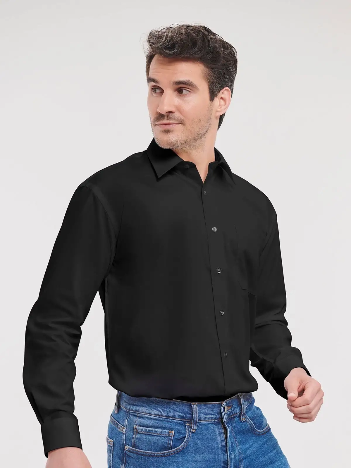 Immagine Men's Long Sleeve Pure Cotton Poplin Shirt