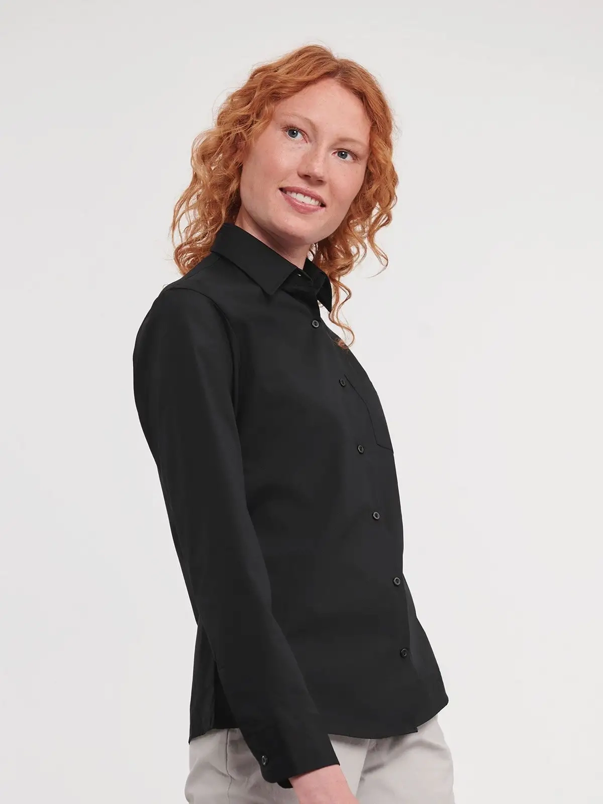 Immagine Ladies' Long Sleeve Pure Cotton Poplin Shirt