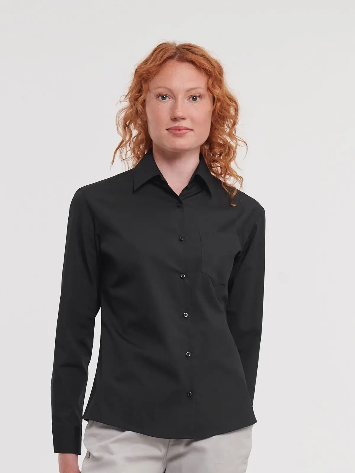 Immagine Ladies' Long Sleeve Pure Cotton Poplin Shirt