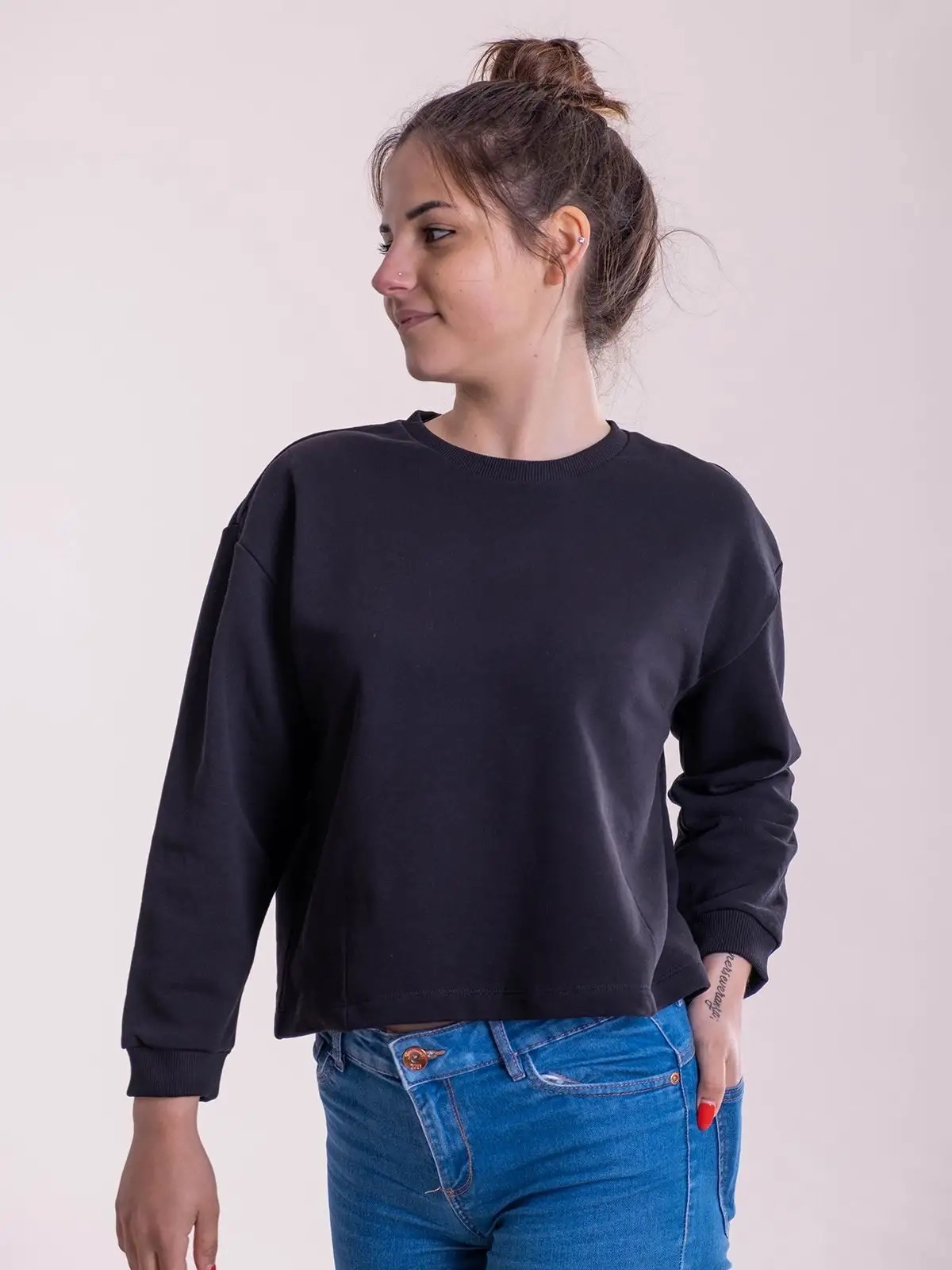 Immagine Felpa crop manica 3/4