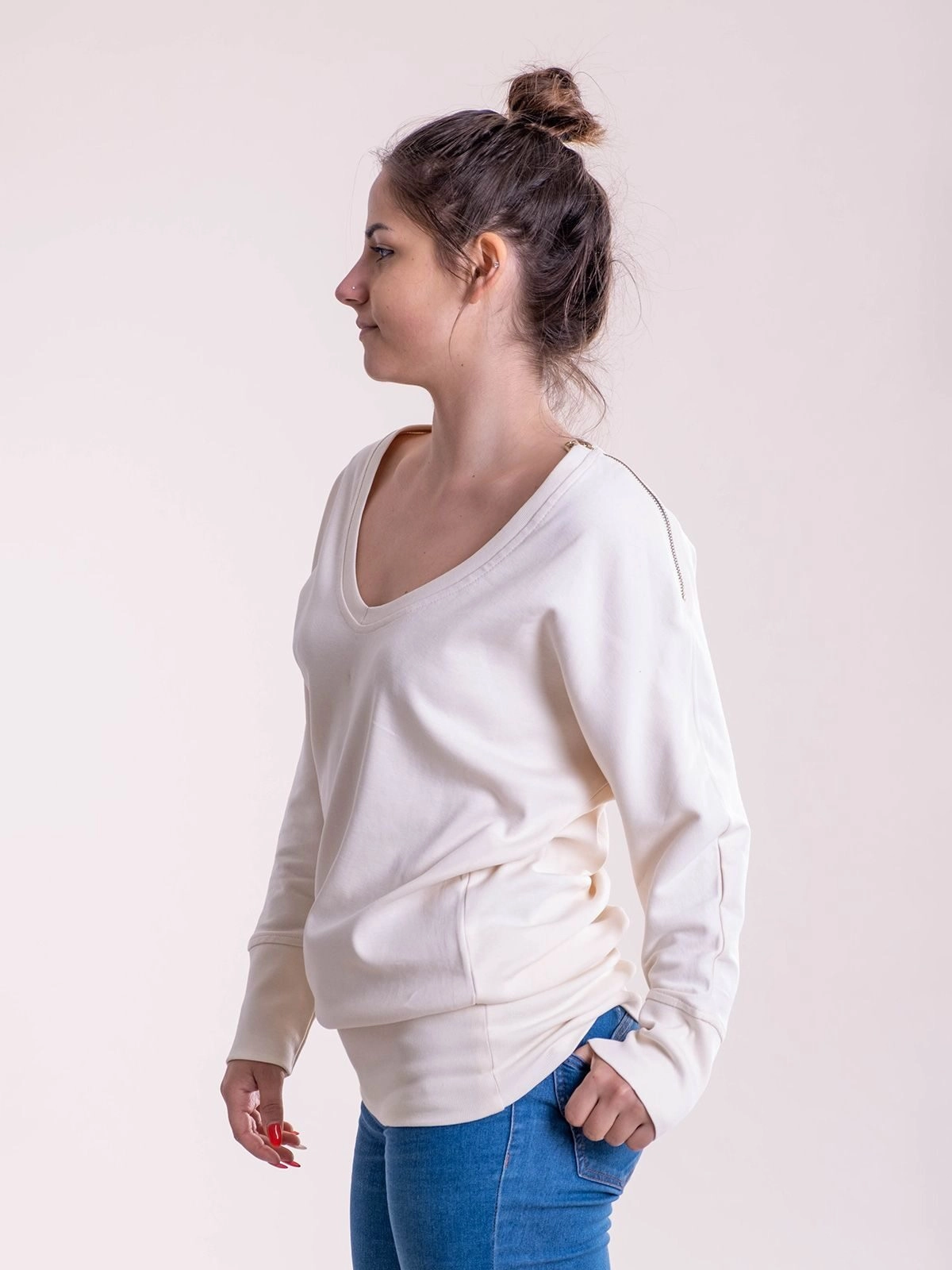 Immagine Maxi felpa donna a V