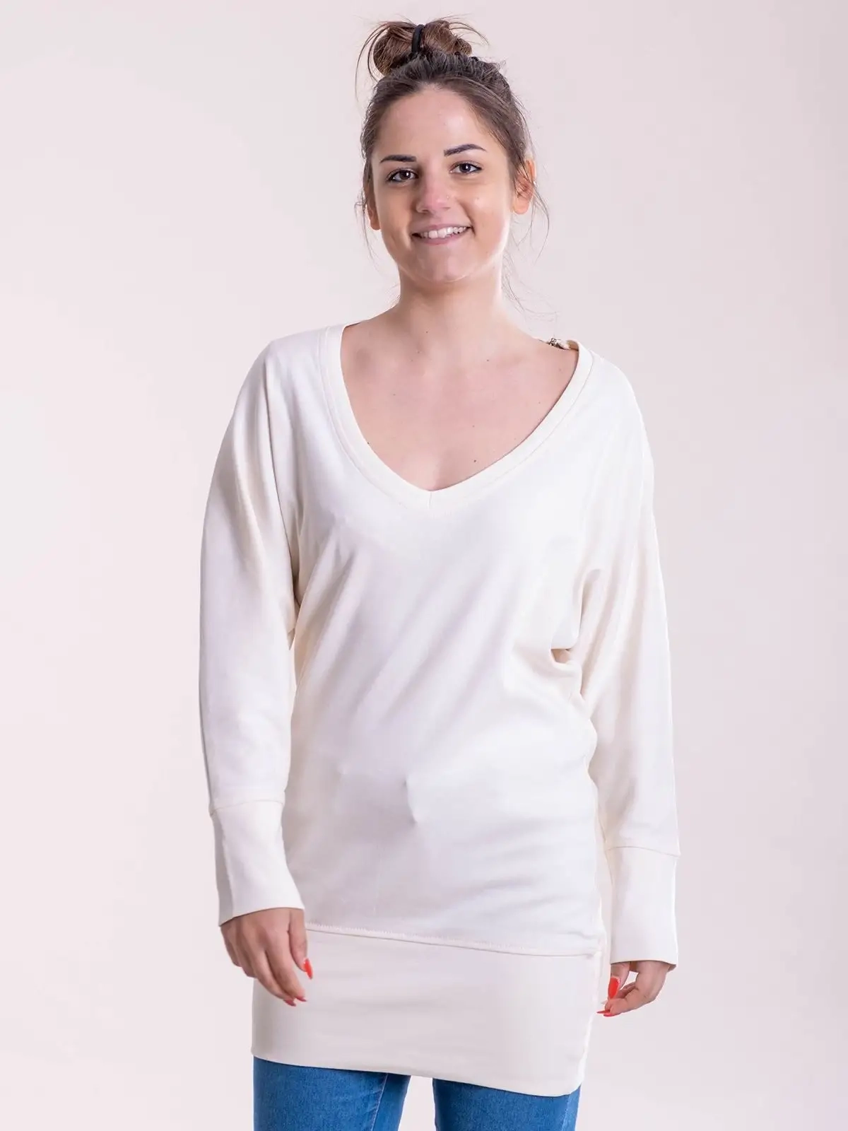 Immagine Maxi felpa donna a V