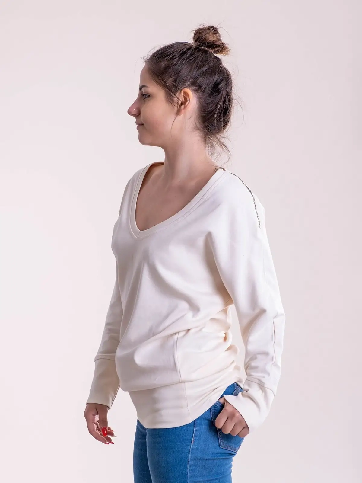 Immagine Maxi felpa donna a V