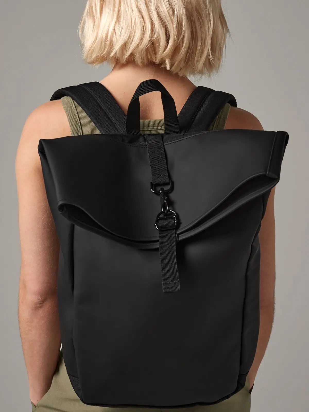 Immagine Matte PU Roll-Top Backpack
