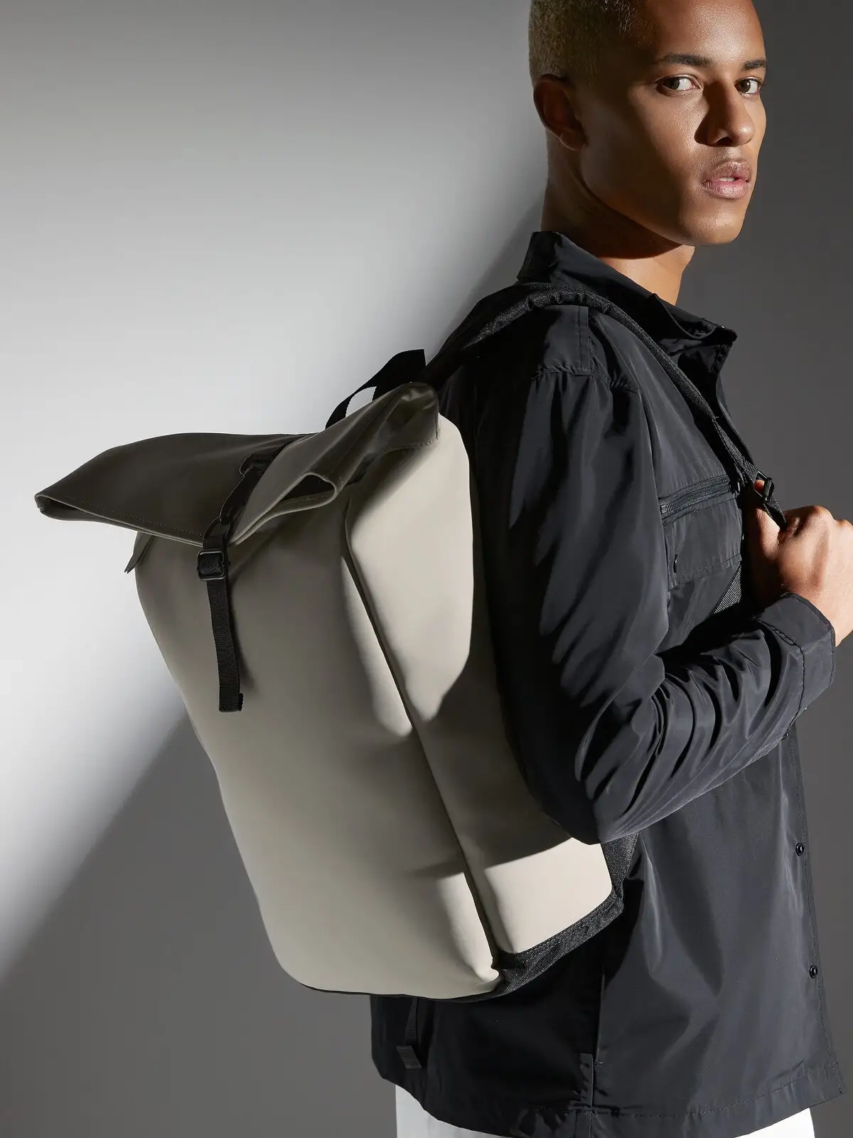 Immagine Matte PU Roll-Top Backpack