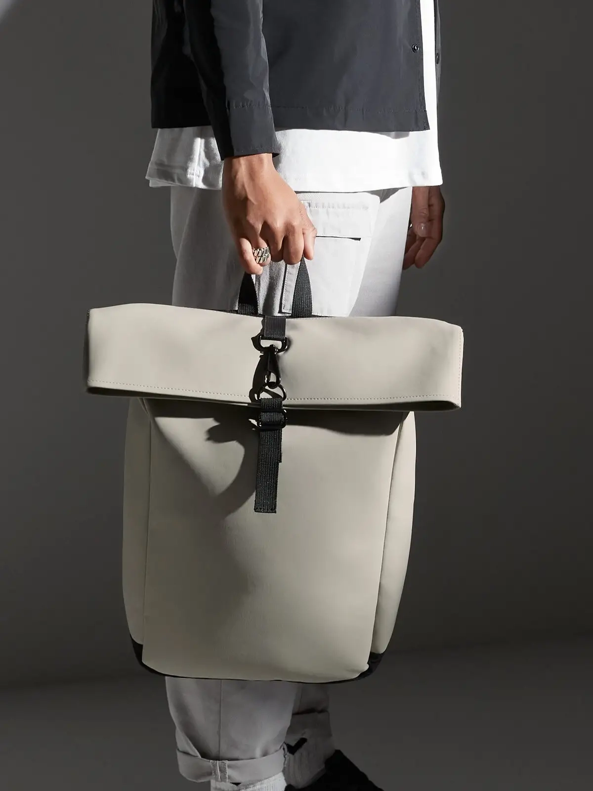 Immagine Matte PU Roll-Top Backpack