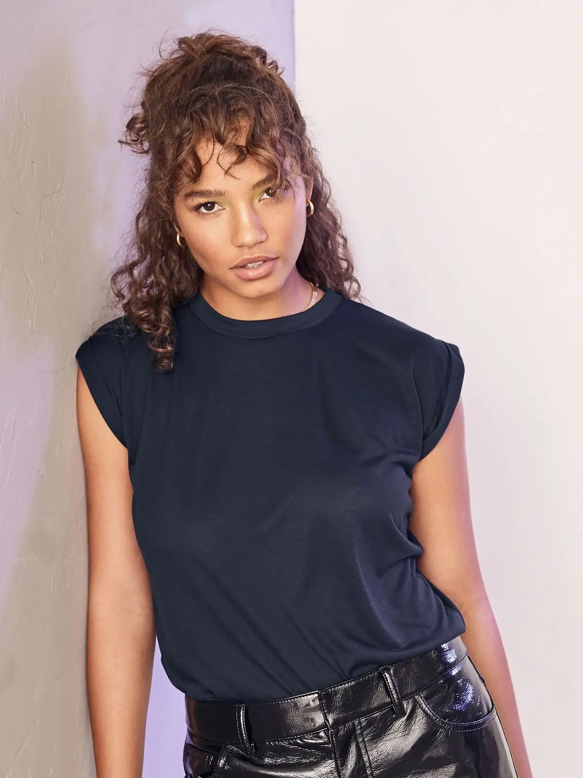 Immagine Women's Flowy Muscle Tee with Rolled Cuff