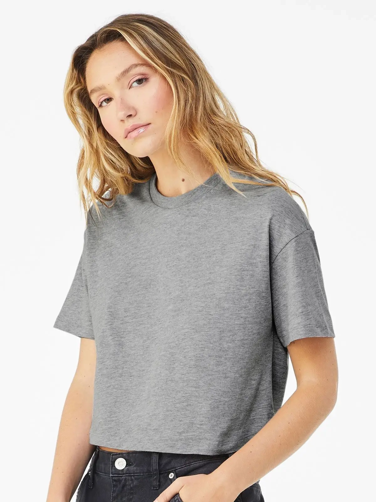 Immagine Women's Relaxed Heather Cvc Short Sleeve Tee