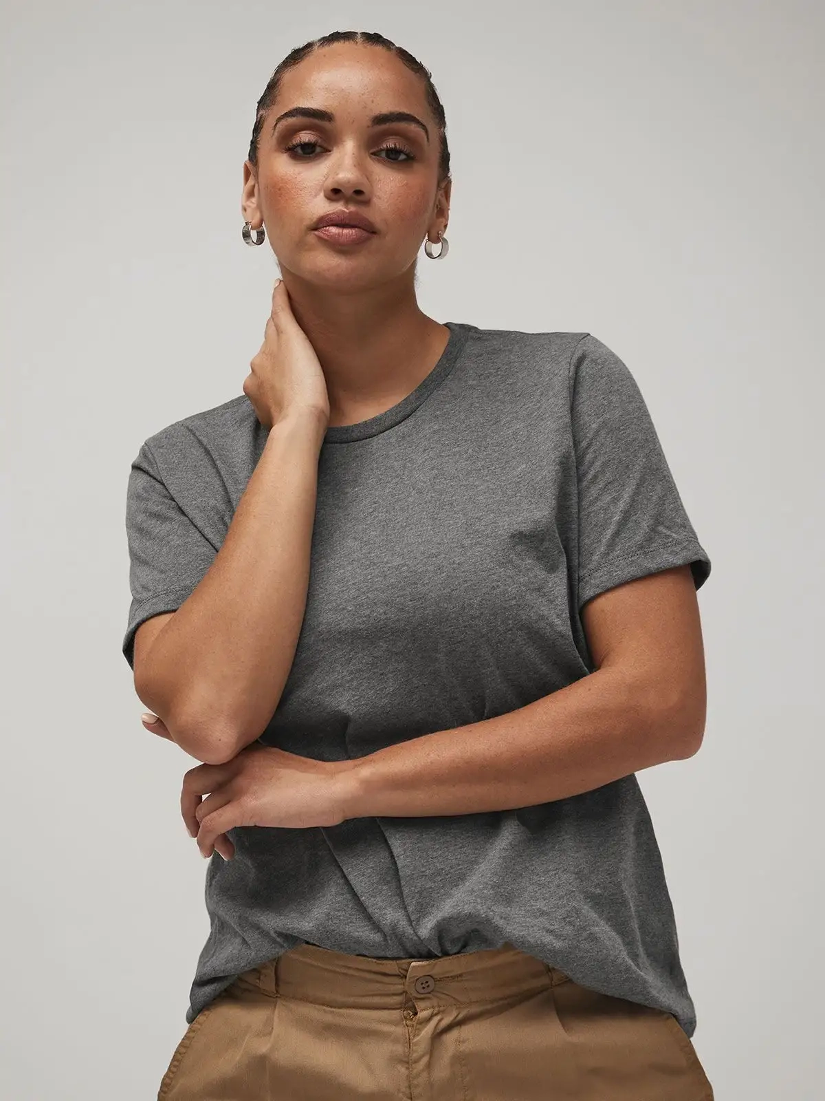 Immagine Women's Relaxed Heather Cvc Short Sleeve Tee