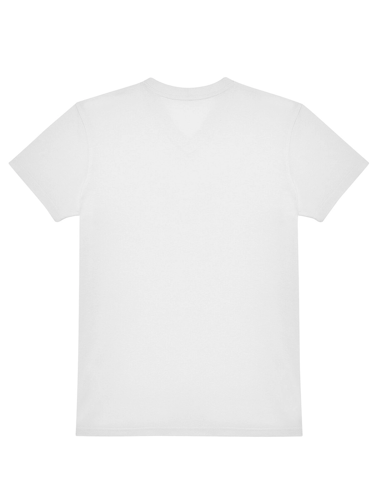 Immagine T-shirt con scollo a V in tessuto single jersey pre-ristretto e filato ad anelli - #E150 V