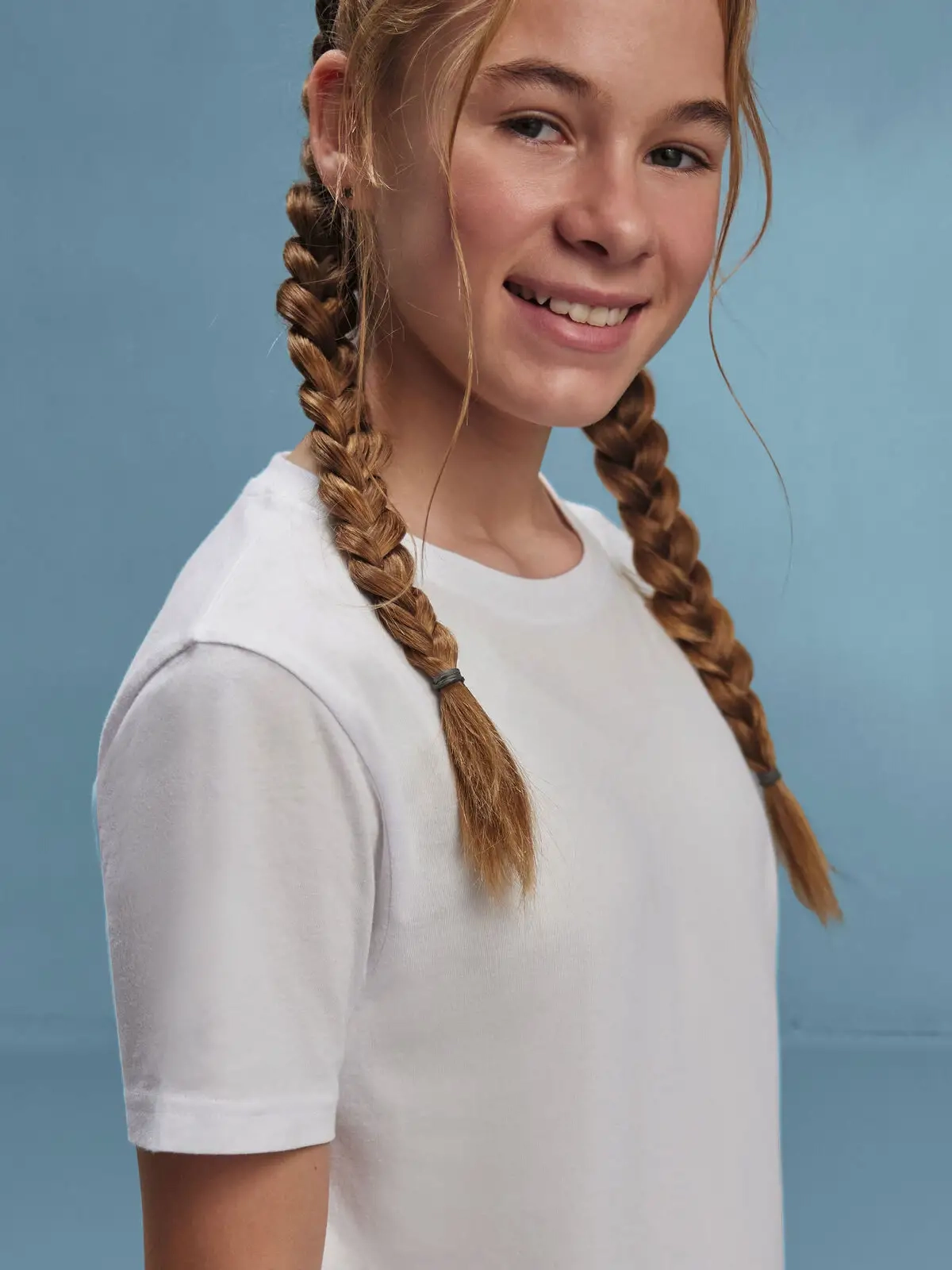 Immagine T-shirt girocollo tubolare a maniche corte da bambino, in cotone pre-ristretto e pettinato, morbida, confortevole - #E190 /kids