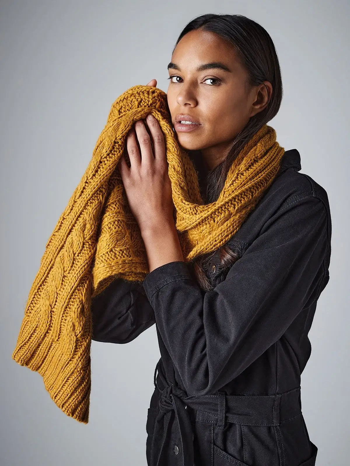 Immagine Cable Knit Melange Scarf
