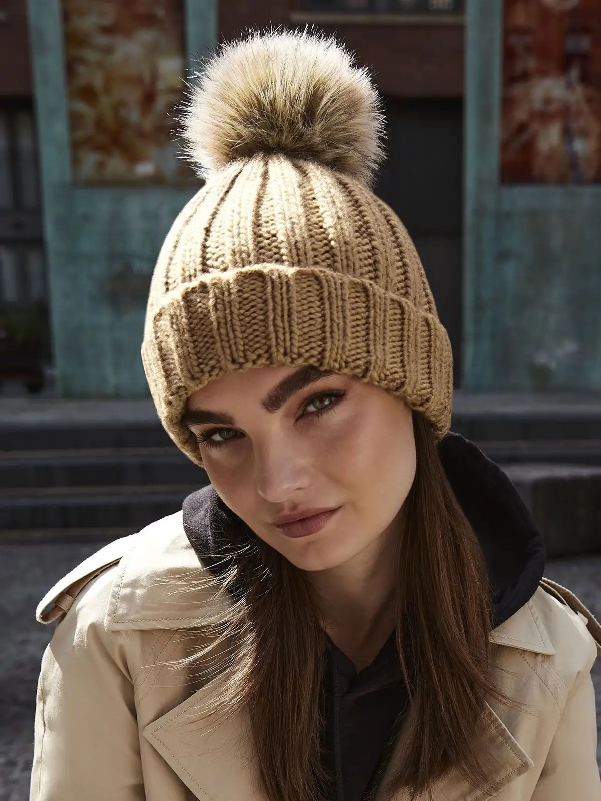 Immagine Fur Pom Pom Chunky Beanie