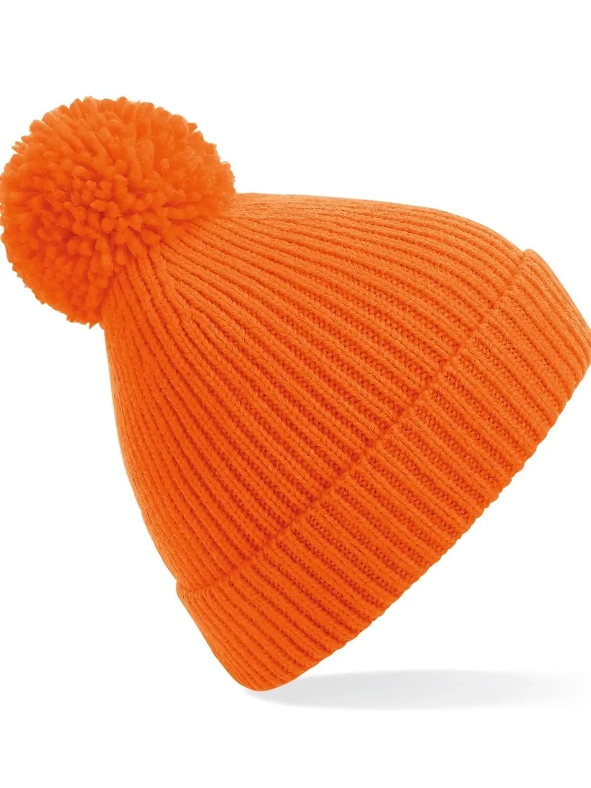Immagine Engineered Knit Ribbed Pom Pom Beanie
