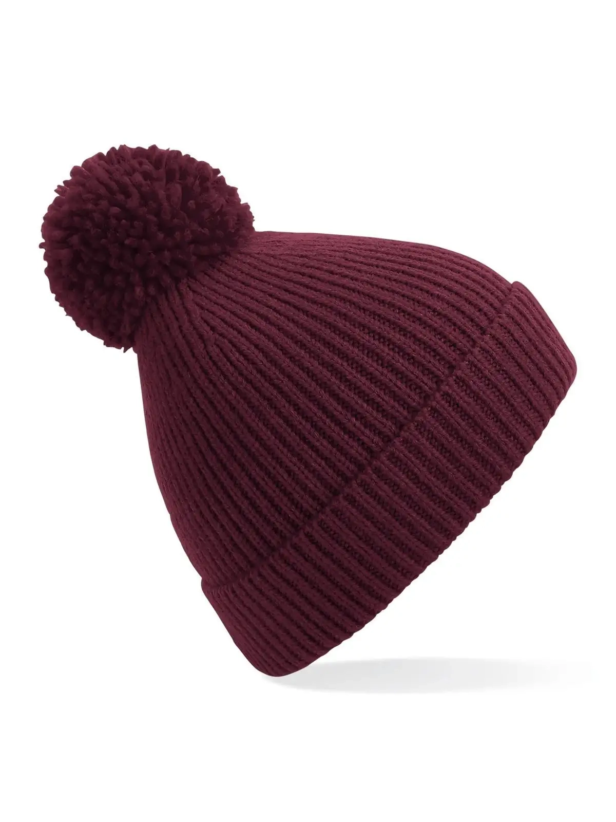 Immagine Engineered Knit Ribbed Pom Pom Beanie