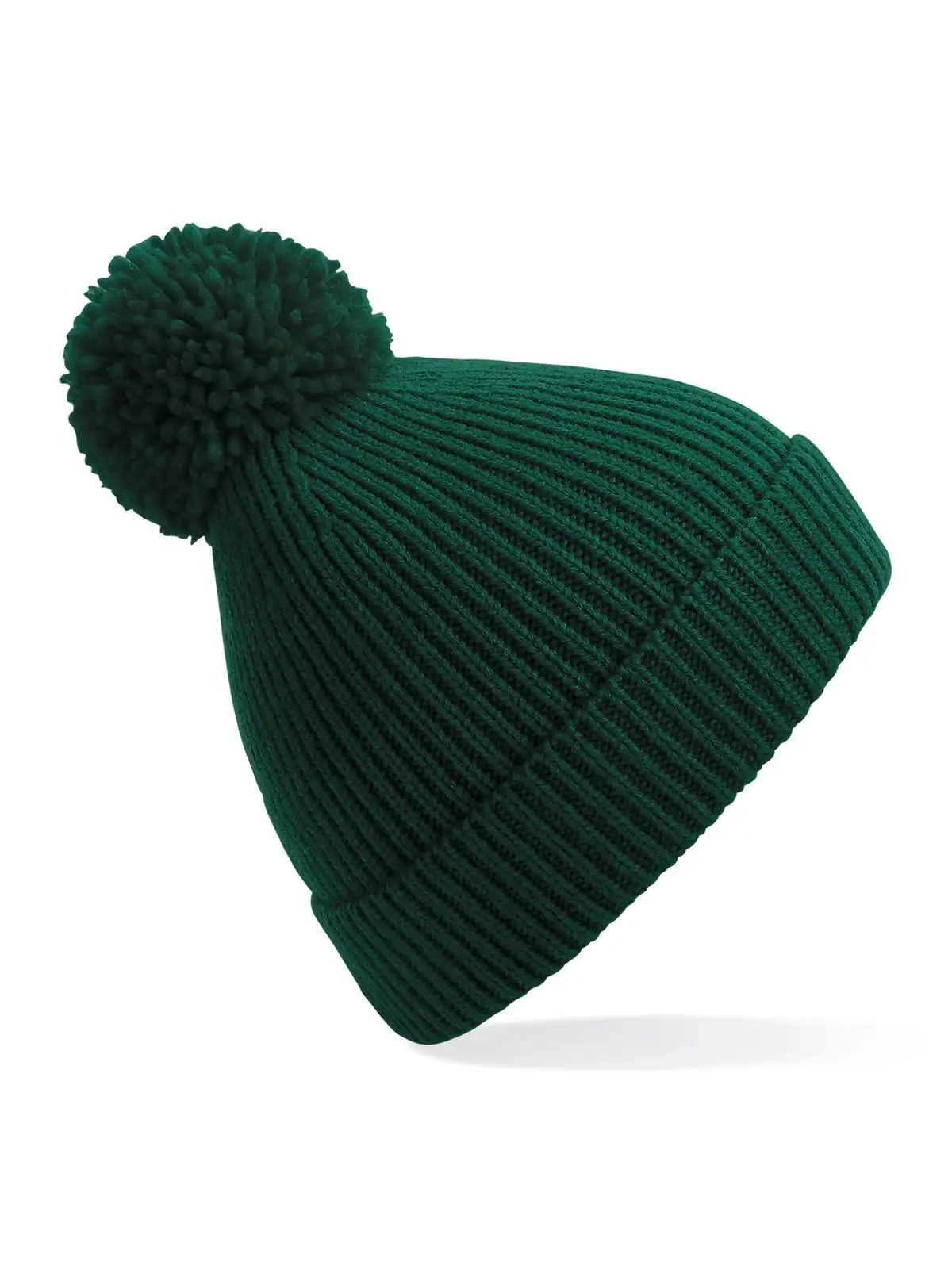 Immagine Engineered Knit Ribbed Pom Pom Beanie