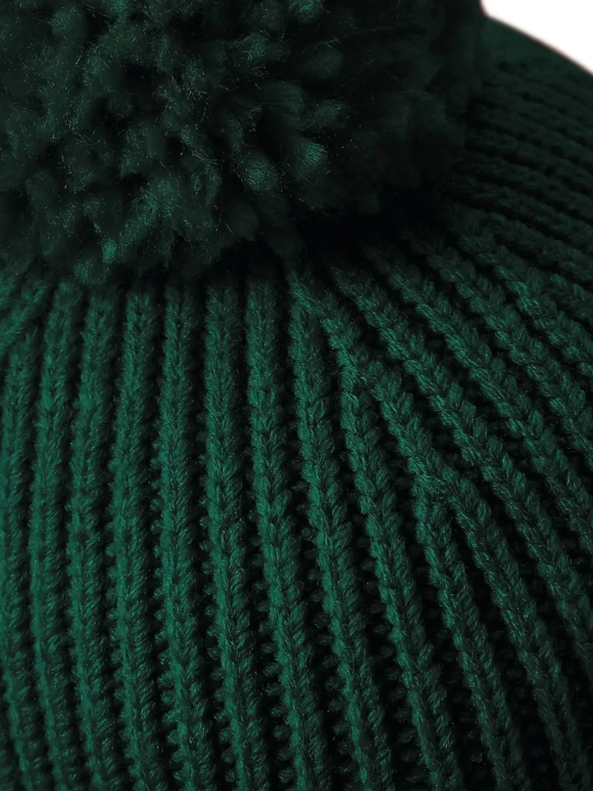 Immagine Engineered Knit Ribbed Pom Pom Beanie