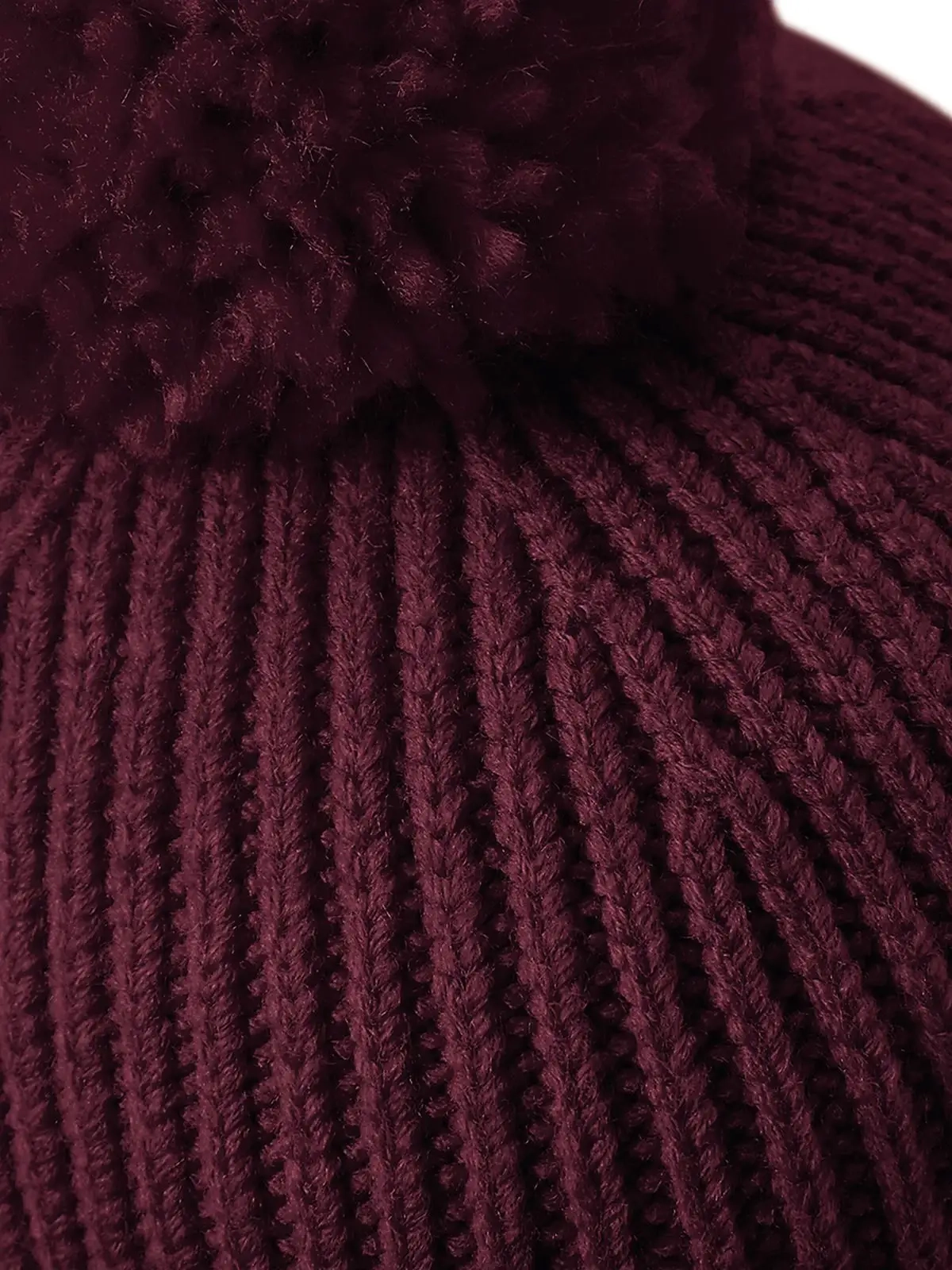 Immagine Engineered Knit Ribbed Pom Pom Beanie