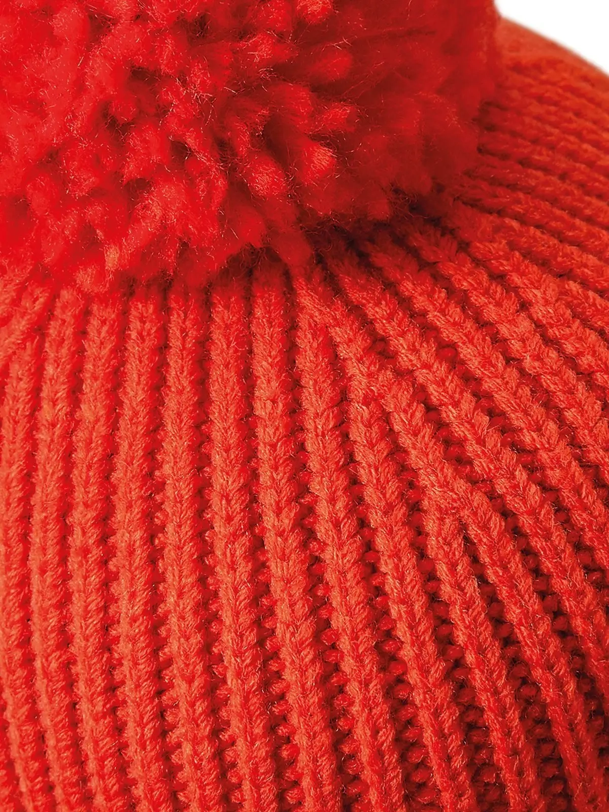 Immagine Engineered Knit Ribbed Pom Pom Beanie