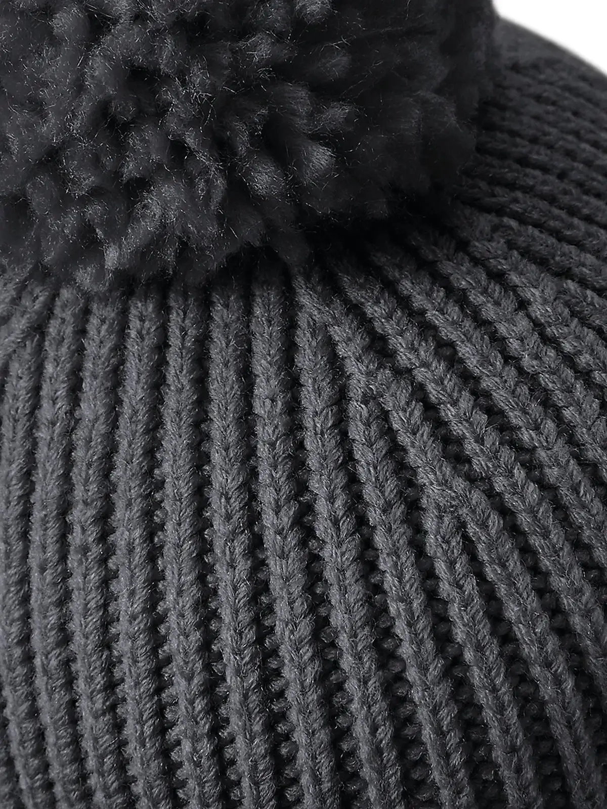 Immagine Engineered Knit Ribbed Pom Pom Beanie