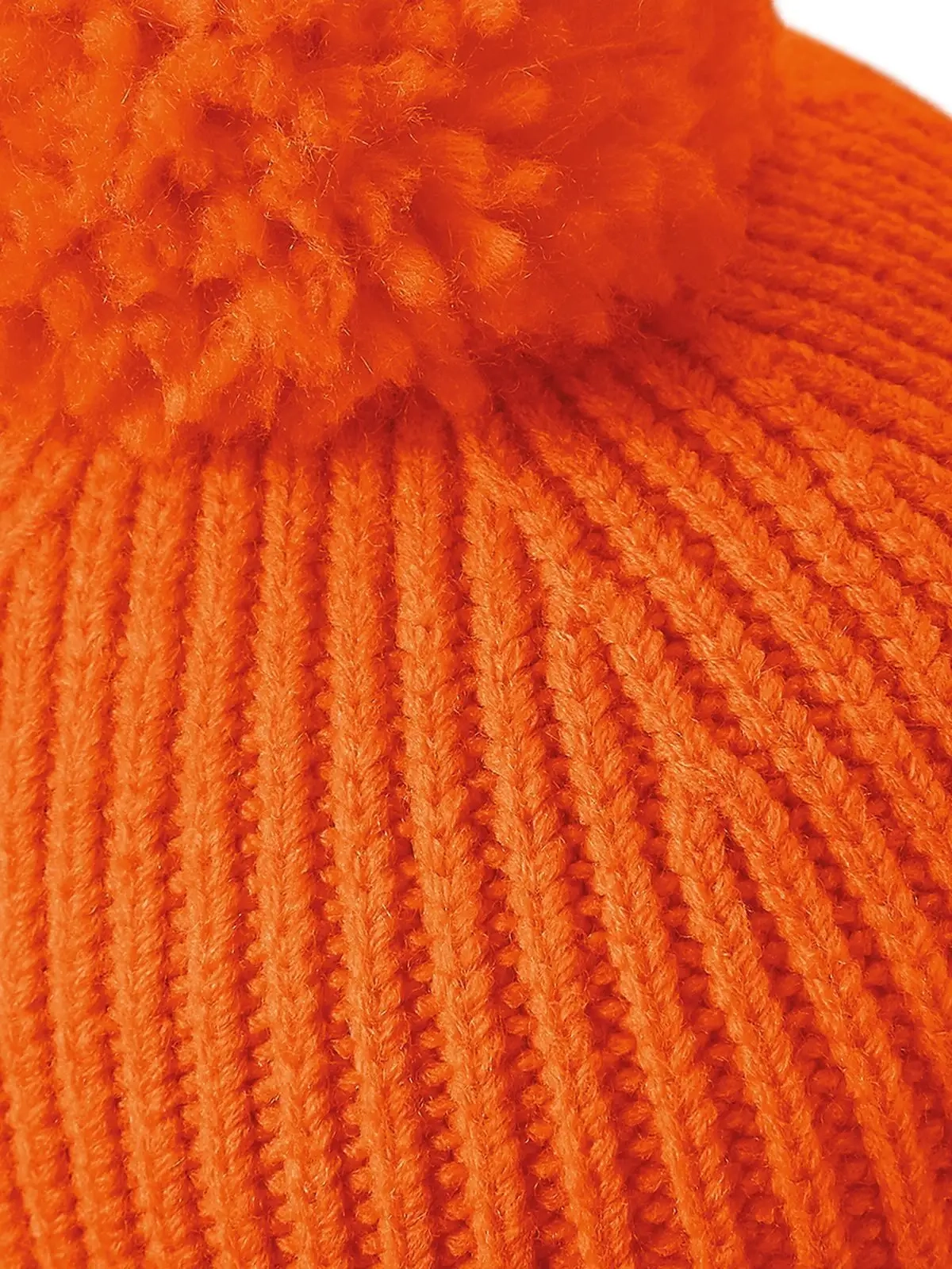 Immagine Engineered Knit Ribbed Pom Pom Beanie