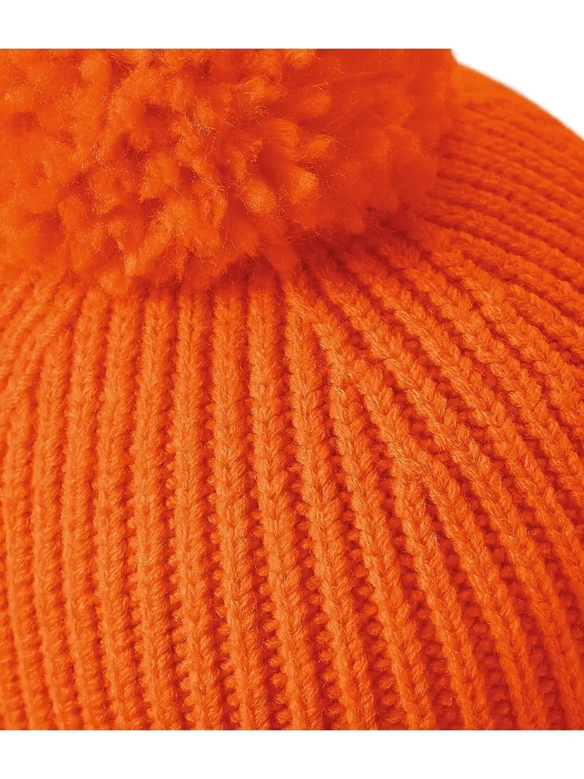 Immagine Engineered Knit Ribbed Pom Pom Beanie