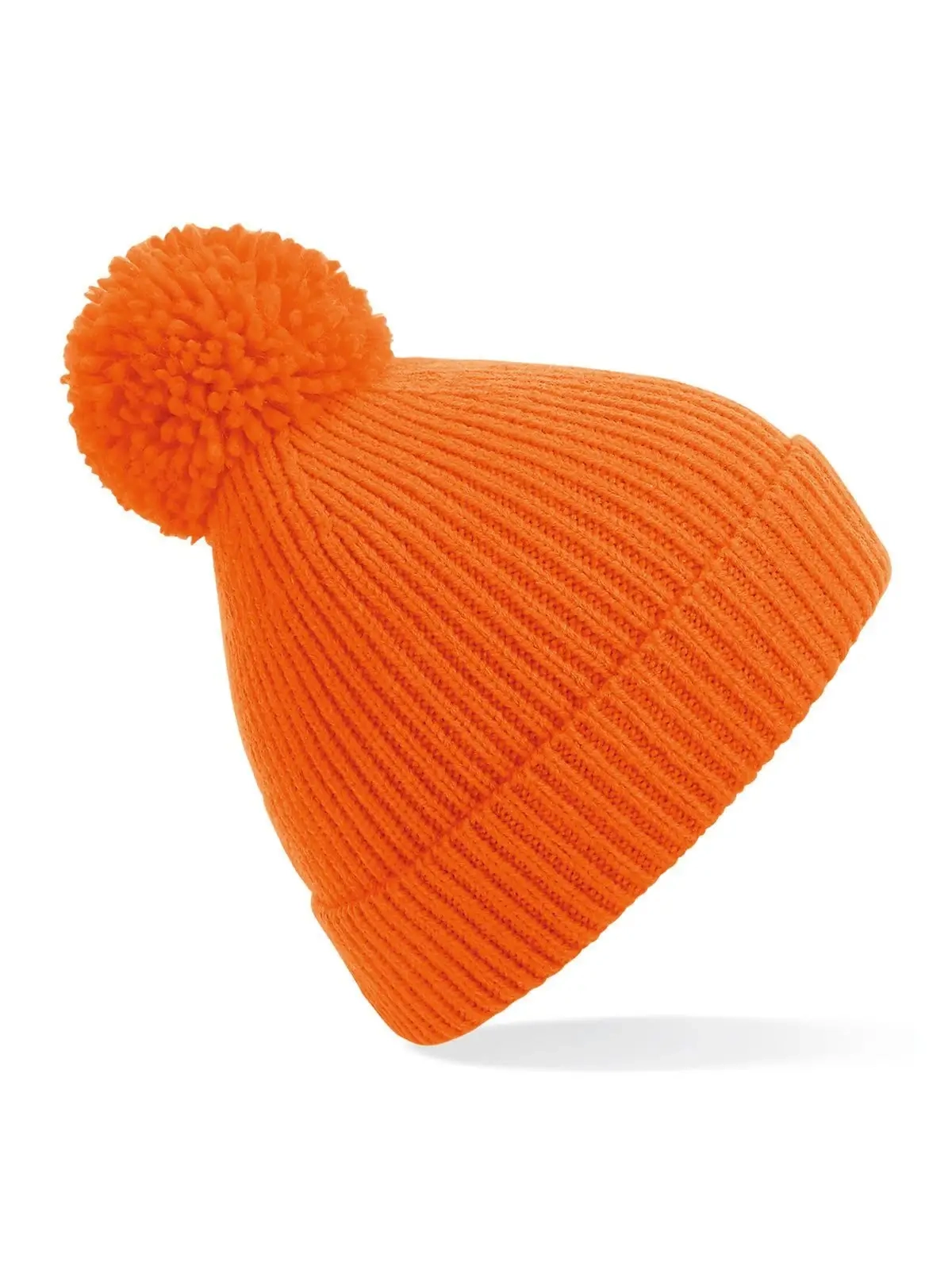 Immagine Engineered Knit Ribbed Pom Pom Beanie
