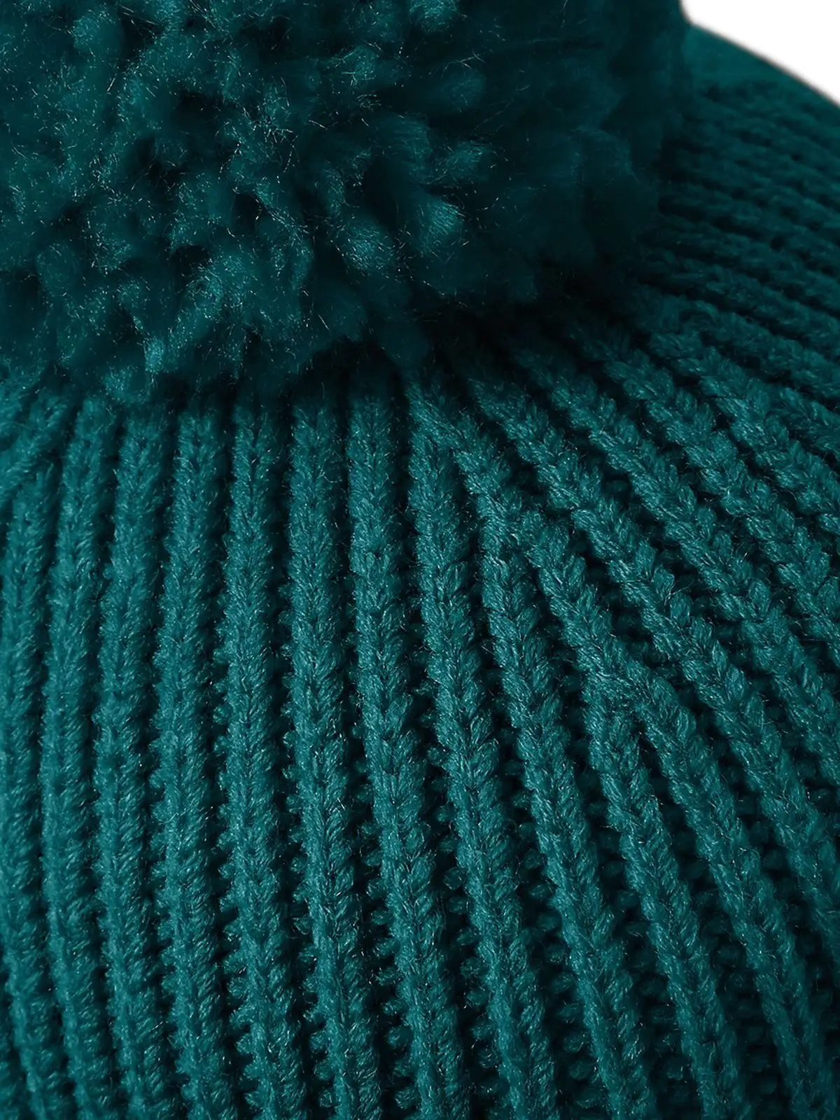 Immagine Engineered Knit Ribbed Pom Pom Beanie