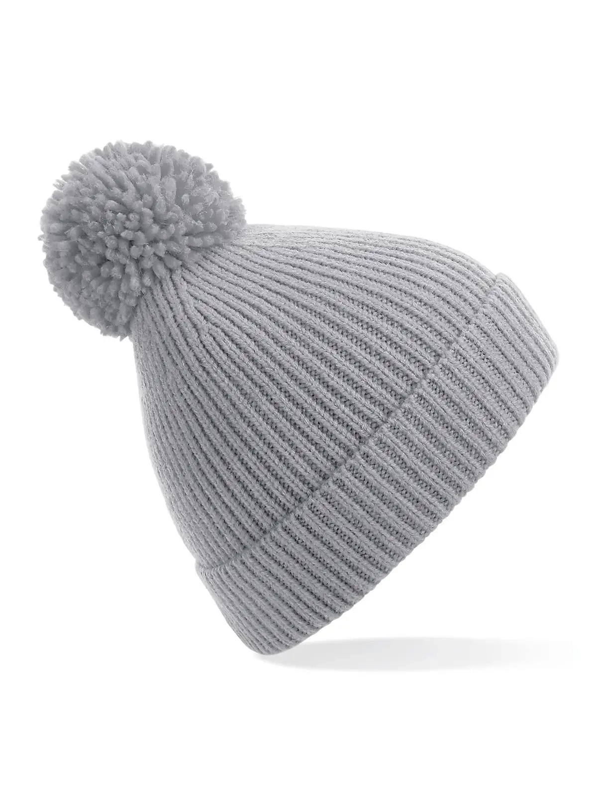 Immagine Engineered Knit Ribbed Pom Pom Beanie