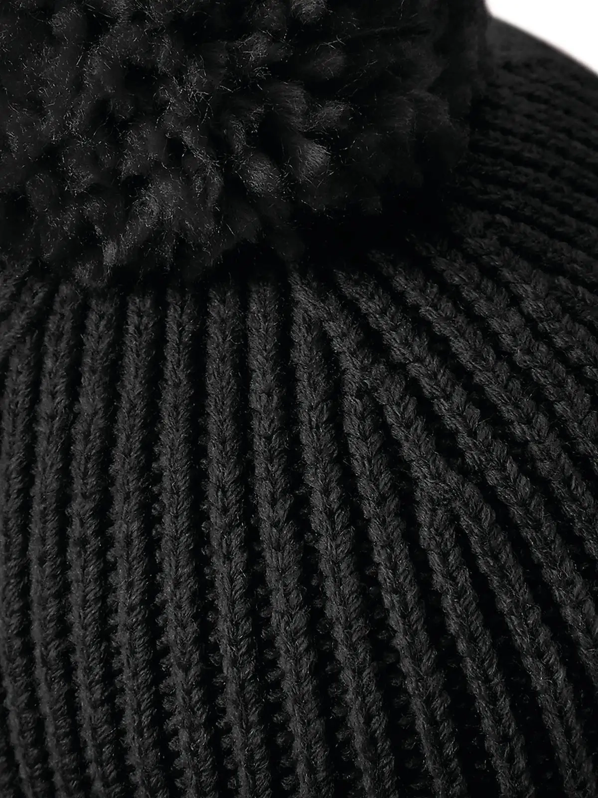 Immagine Engineered Knit Ribbed Pom Pom Beanie