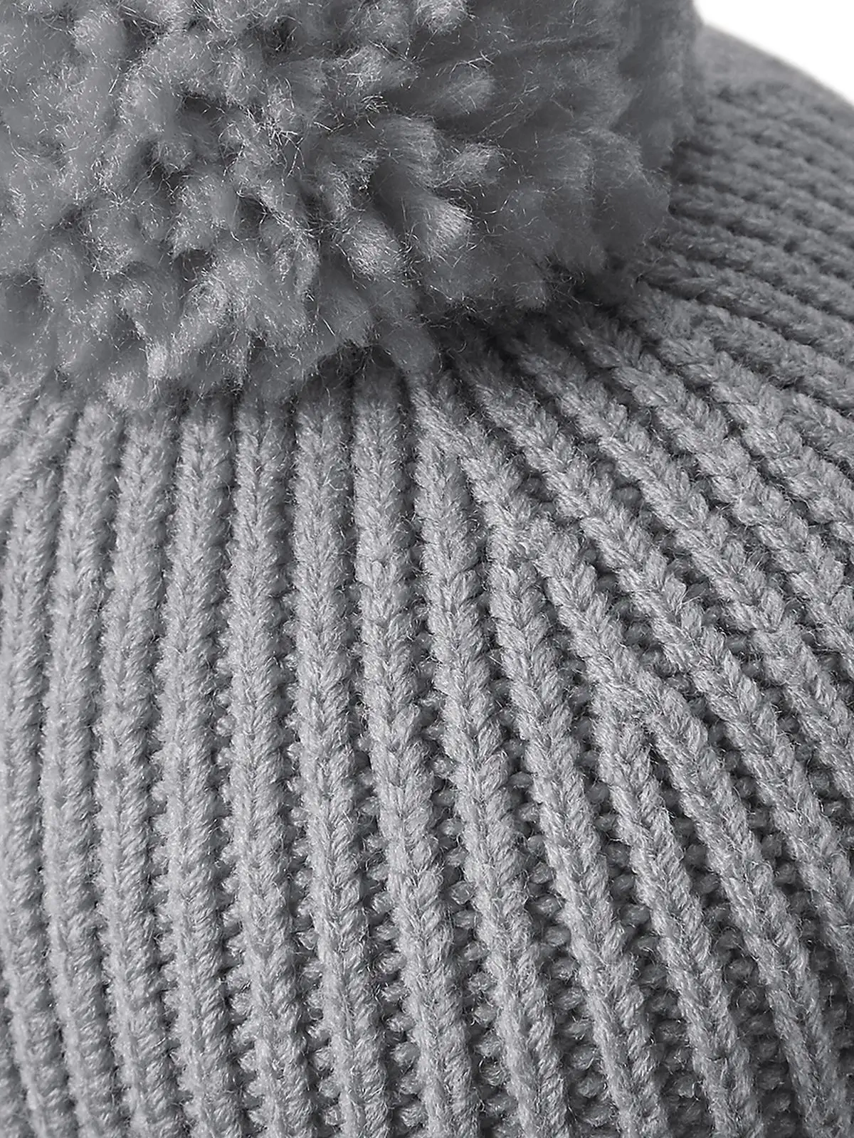Immagine Engineered Knit Ribbed Pom Pom Beanie