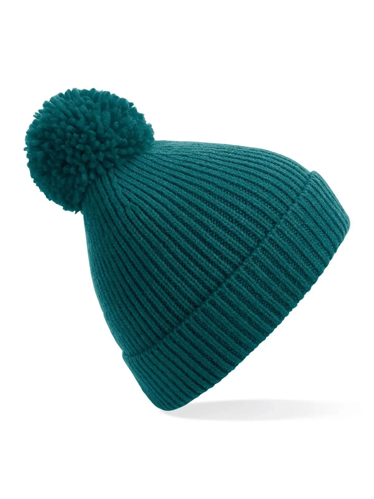 Immagine Engineered Knit Ribbed Pom Pom Beanie