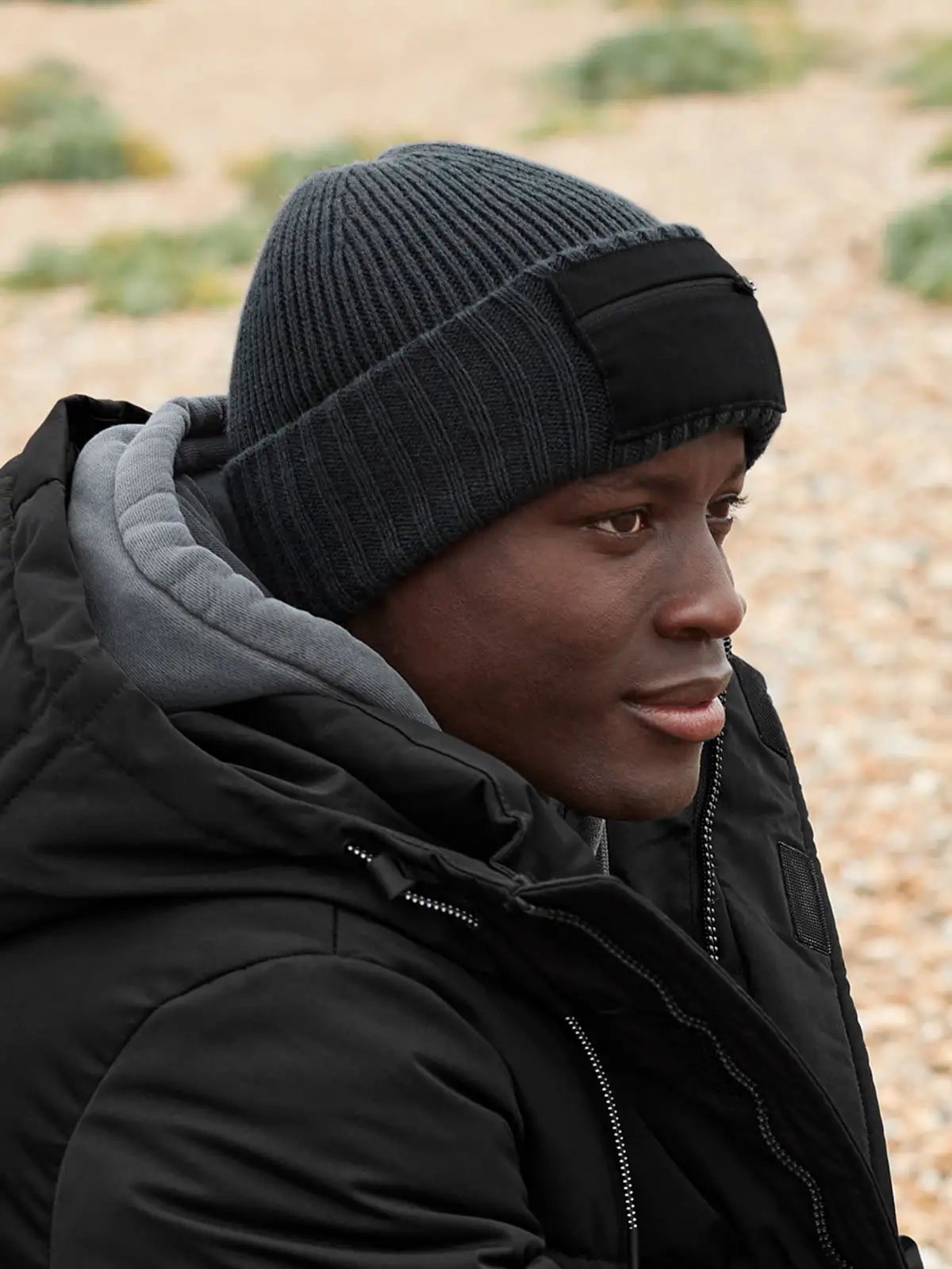 Immagine Berretto in maglia a doppio strato - Zip Patch Beanie