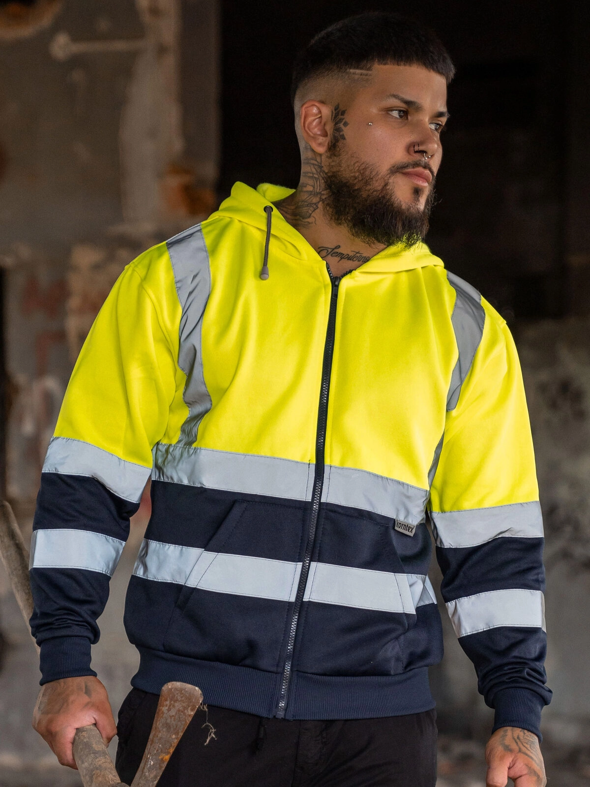 Immagine Felpa con cappuccio Hi-Vis con due strisce riflettenti larghe 5 cm - Hi-Vis Zipper Hoodie