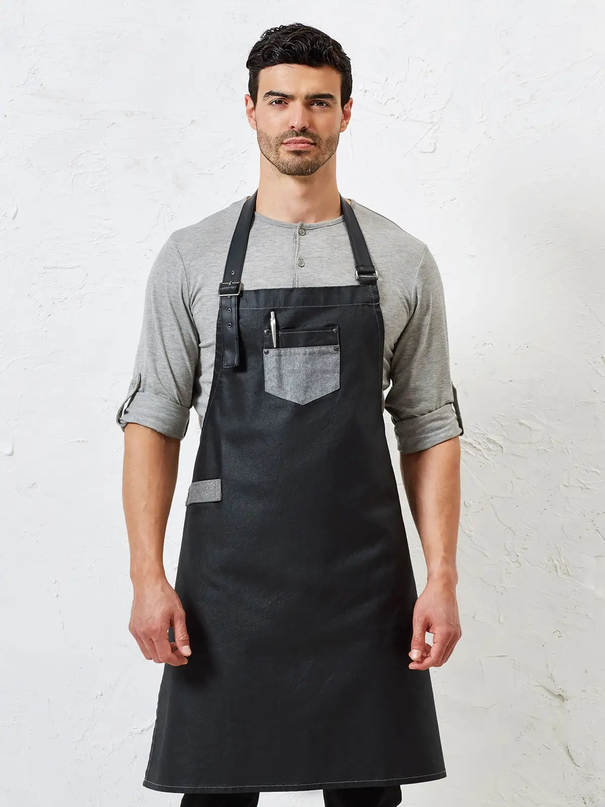 Immagine Division Waxed Look Denim With Faux Leather ather